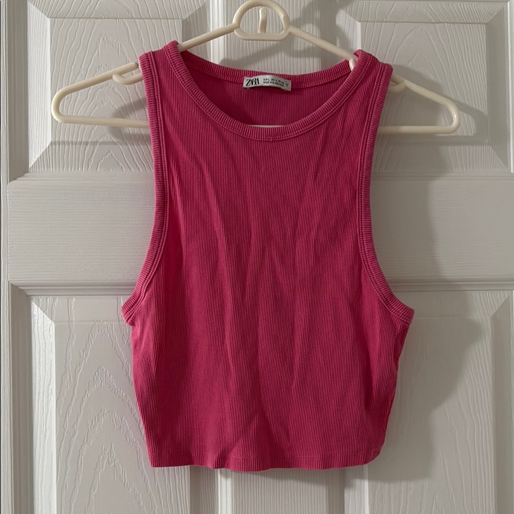 Zara Pink Sleeveless Crop Top